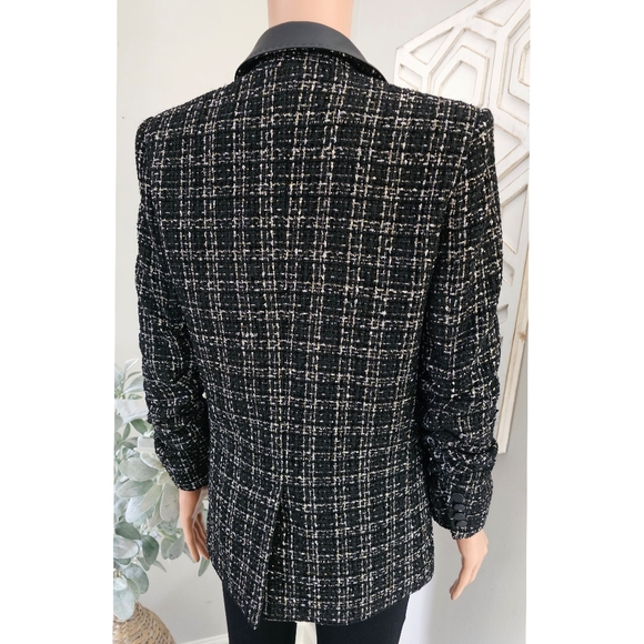 Generation Love Black Lexi Vegan Leather Combo Tweed Blazer - Picture 2 of 12